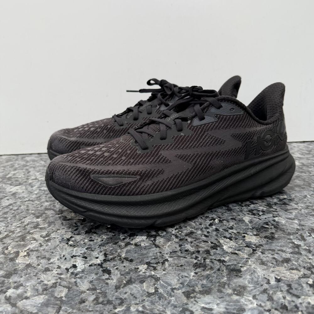 HOKA Clifton 9 Triple Black Running Sneakers - Men’s Size 11.5 D